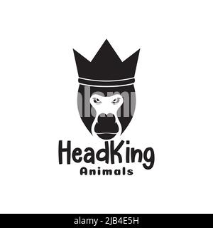 head monkey angry with crown  logo design vector graphic symbol icon illustration creative idea Stock Vector