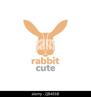head flat rabbit minimal logo design vector graphic symbol icon illustration creative idea Stock Vector