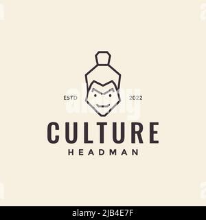 line minimal head culture asian man logo design vector graphic symbol icon illustration creative idea Stock Vector