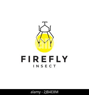 line insect firefly minimal abstract logo design vector graphic symbol icon illustration creative idea Stock Vector