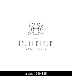 light lamp table interior minimalist logo design vector graphic symbol icon illustration creative idea Stock Vector
