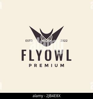 owl fly minimal hipster logo design vector graphic symbol icon illustration creative idea Stock Vector