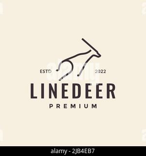 simple minimal deer jump logo design vector graphic symbol icon illustration creative idea Stock Vector