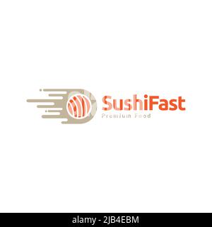 fast sushi fish food logo design vector graphic symbol icon illustration creative idea Stock Vector