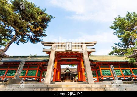 Sumiyoshi taisha, also known as Sumiyoshi Grand Shrine, is a Shinto shrine in Sumiyoshi-ku, Osaka, Osaka Prefecture, Japan. Stock Photo