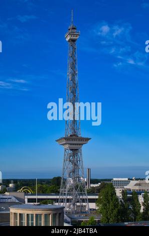 Radio Tower at the Congress Centrum ICC with the Exhibition Grounds, Westend, Charlottenburg, Berlin, Germany Stock Photo
