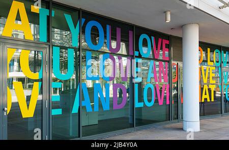 Advertising slogan, Unilever House, Hamburg, Germany Stock Photo