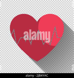 Heart wave,Heart red pulse icon,check cardiology on black background Stock Vector