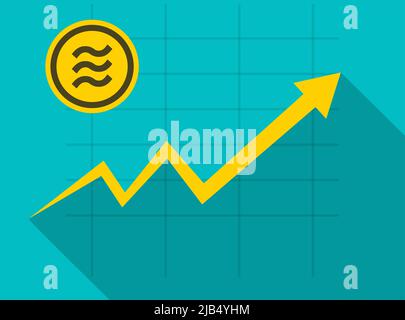 Libra coin concept growth chart on medal coin background.vector Illustrator Stock Vector