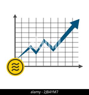 Libra coin concept growth chart on white background.vector Illustrator Stock Vector