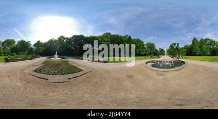 360 degree panoramic view of City park Gelsenkirchen in springtime, V