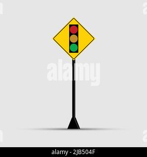 poles Traffic light, green, yellow, red on white background Stock Vector
