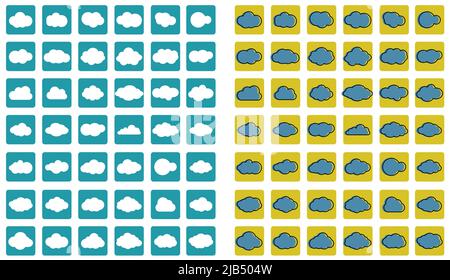 Clouds line art icon.Sky flat illustration collection for web,Vector illustration Stock Vector