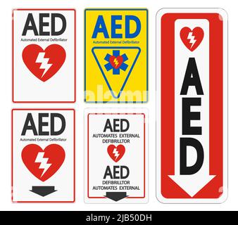 Set Symbol AED Sign label on white background Stock Vector