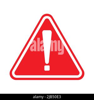 Exclamation mark symbol,Red Warning Dangerous icon on white background Stock Vector