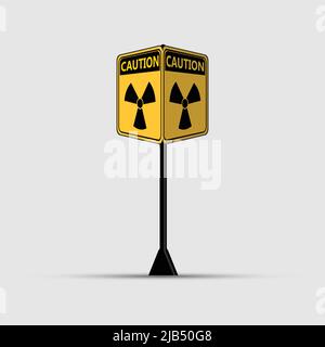 Poles warning yellow of the danger,radiation icon symbol,Vector illustration Stock Vector