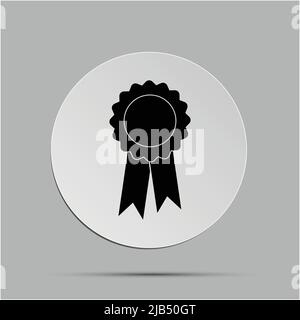 badge with ribbons - black vector icon with shadow. Symbols for your web site design logo, UI, Vector Illustration, EPS10 Stock Vector