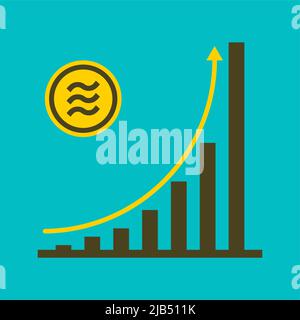 Libra coin concept growth chart on medal coin background.vector Illustrator Stock Vector