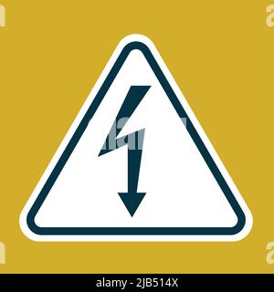 High Voltage Sign. Danger symbol. Black arrow isolated in white triangle on yelow background. Warning icon,Vector llustration Stock Vector