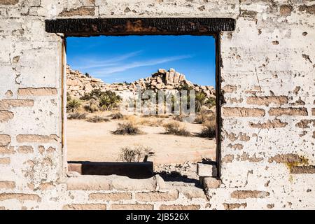 The ruins of Olhson house in Joshua Tree National Park. Stock Photo