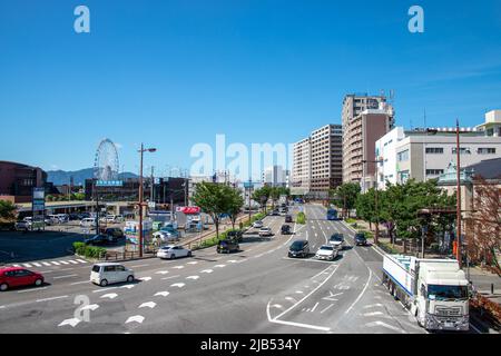 Karato, the downtown area of the city of Shimonoseki, in sunny day. It is known as the most famous sightseeing spot in Yamaguchi Prefecture. Stock Photo