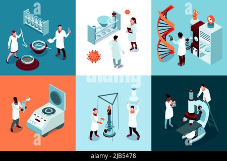 Scientific laboratory workplace isometric concept with equipment for ...