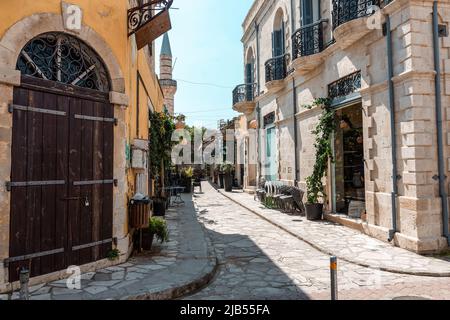 Ancient streets of the Cyprus city of Limassol, colonial architecture and intertwining of different civilizations Stock Photo