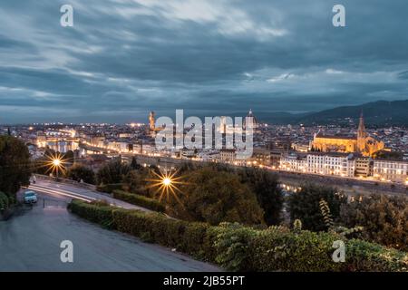 panoramic view of Florence, view of the whole city completely, view of the main cathedral of Florence - Santa Maria del Fiore, view of the capital of Stock Photo