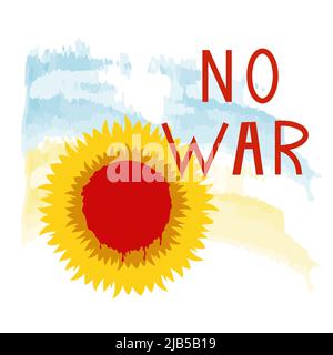No War. Stop the war, the inscription on the background of the Ukrainian symbol, the protest against aggression and armed attack. Vector illustration Stock Vector