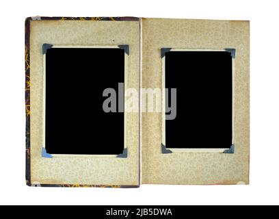 vintage empty postcard, blank picture frame, in an old album, free space for pictures Stock Photo