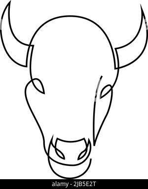 One continuous drawing line portrait of the head of a wild ox, bison, buffalo,bull .Single hand drawn art line doodle outline isolated minimal illustr Stock Vector