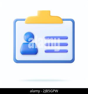 Badge with personal data 3d icon. Stock Vector