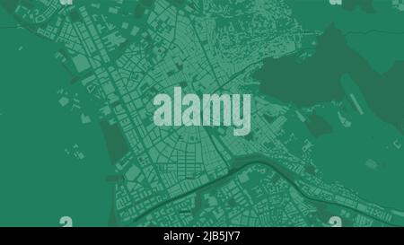 Dark green Granada City area vector background map, streets and water cartography illustration. Widescreen proportion, digital flat design streetmap. Stock Vector