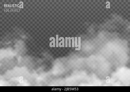 Fuzzy stratus clouds with fog effect realistic image against light gray hazy smog background transparent vector illustration Stock Vector