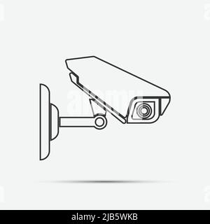 Cctv camera line isolated on white background.vector illustration Stock Vector