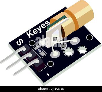 Red Laser Diode Sensor Module, Transmitter Dot Copper Head Module Stock Vector