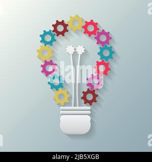 Light Bulb which has of colorful gears beautiful,Vector illustration Stock Vector