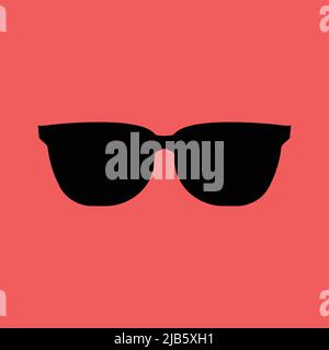 Sunglasses black Icon on red background.vector illustration Stock Vector