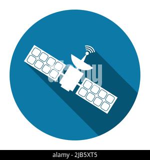 Communication satellites with long shadow black,Simple design style.vector illustration Stock Vector