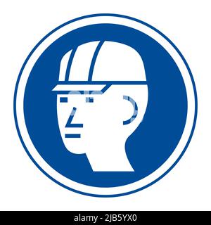 Wear Hard Hat Sign Isolate On White Background Stock Vector