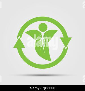 Ecology concept,Recycled cycle arrows on leaves,vector illustration Stock Vector