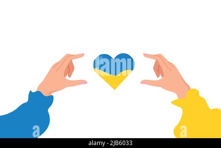 There is no war in Ukraine. Call for an end to the war. Heart in blue and yellow Stock Vector