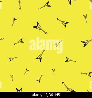 Black Electric Guitars on Yellow Background Stock Vector