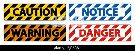Caution,Warning,Danger,Danger Floor Sign On White Background Stock Vector