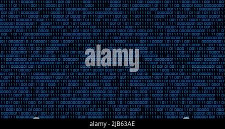 Image of blue binary code changing on black background Stock Photo