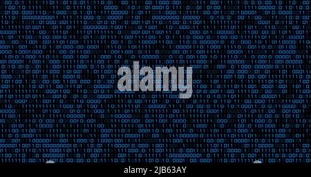 Image of blue binary code changing on black background Stock Photo