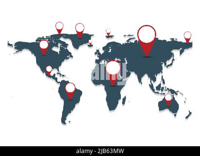 Gray world map on white background.vector illustration Stock Vector