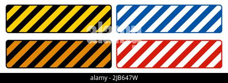 Yellow,Red,Grey,Blue/ Black Striped Floor Sign On White background Stock Vector