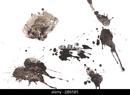 Mud splashes isolated on white background Stock Photo