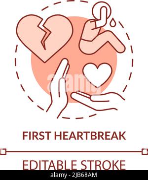 First heartbreak terracotta concept icon Stock Vector
